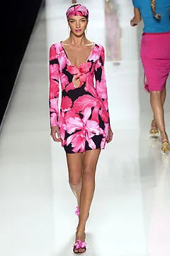 CELINE BY MICHAEL KORS SS 2004 ORCHID PRINT DRESS & SCARF