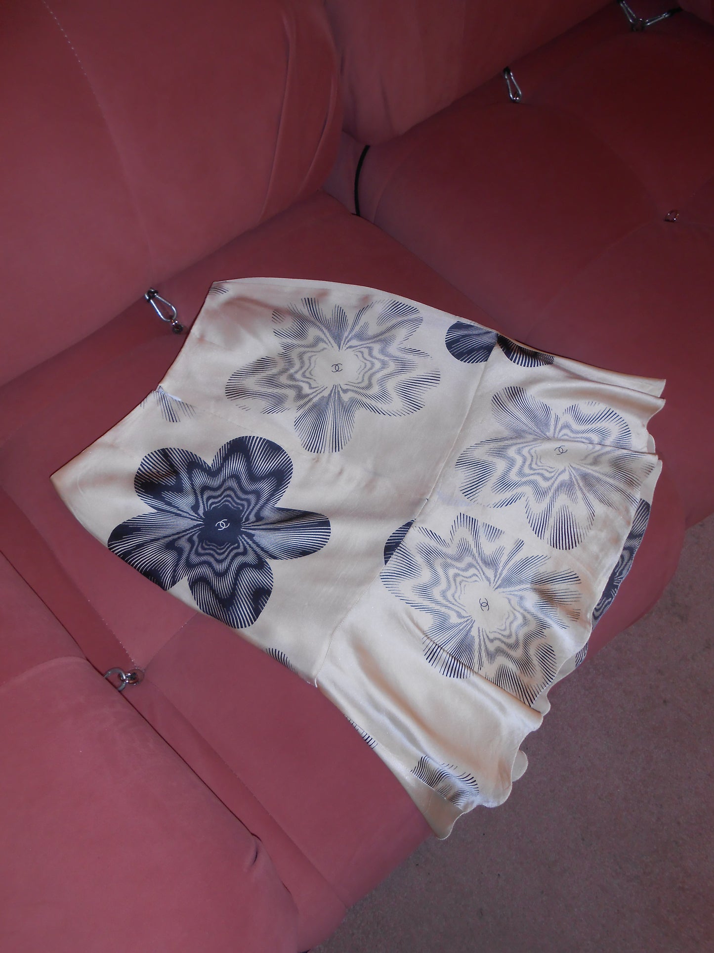 CHANEL BY KARL LAGERFELD CRUISE 2001 SILK PRINTED SKIRT