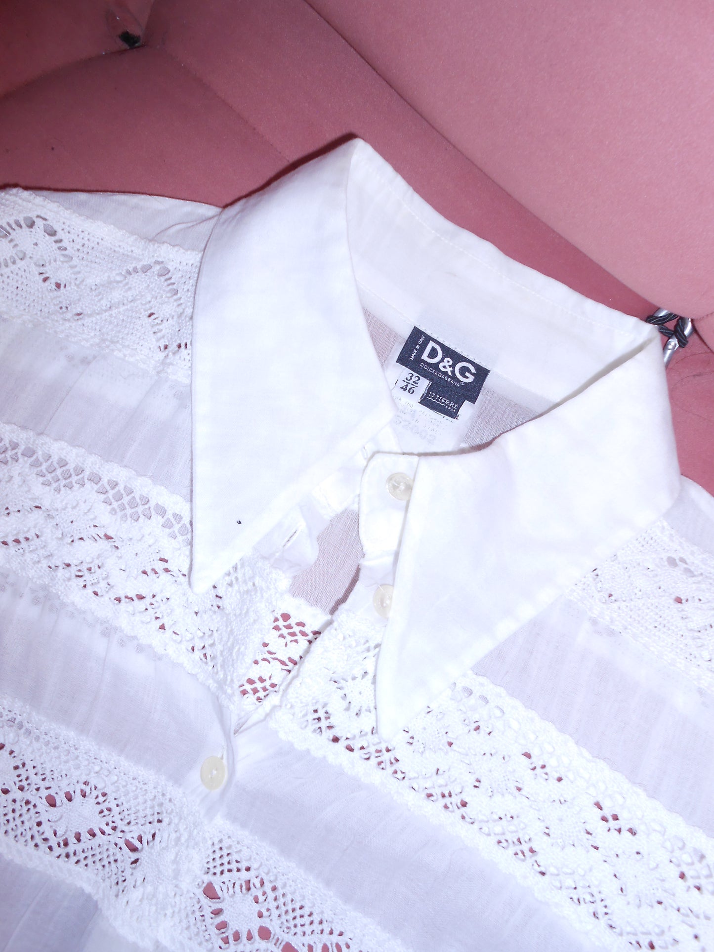 DOCLE & GABBANA EARLY 2000S COTTON & CROCHET BLOUSE