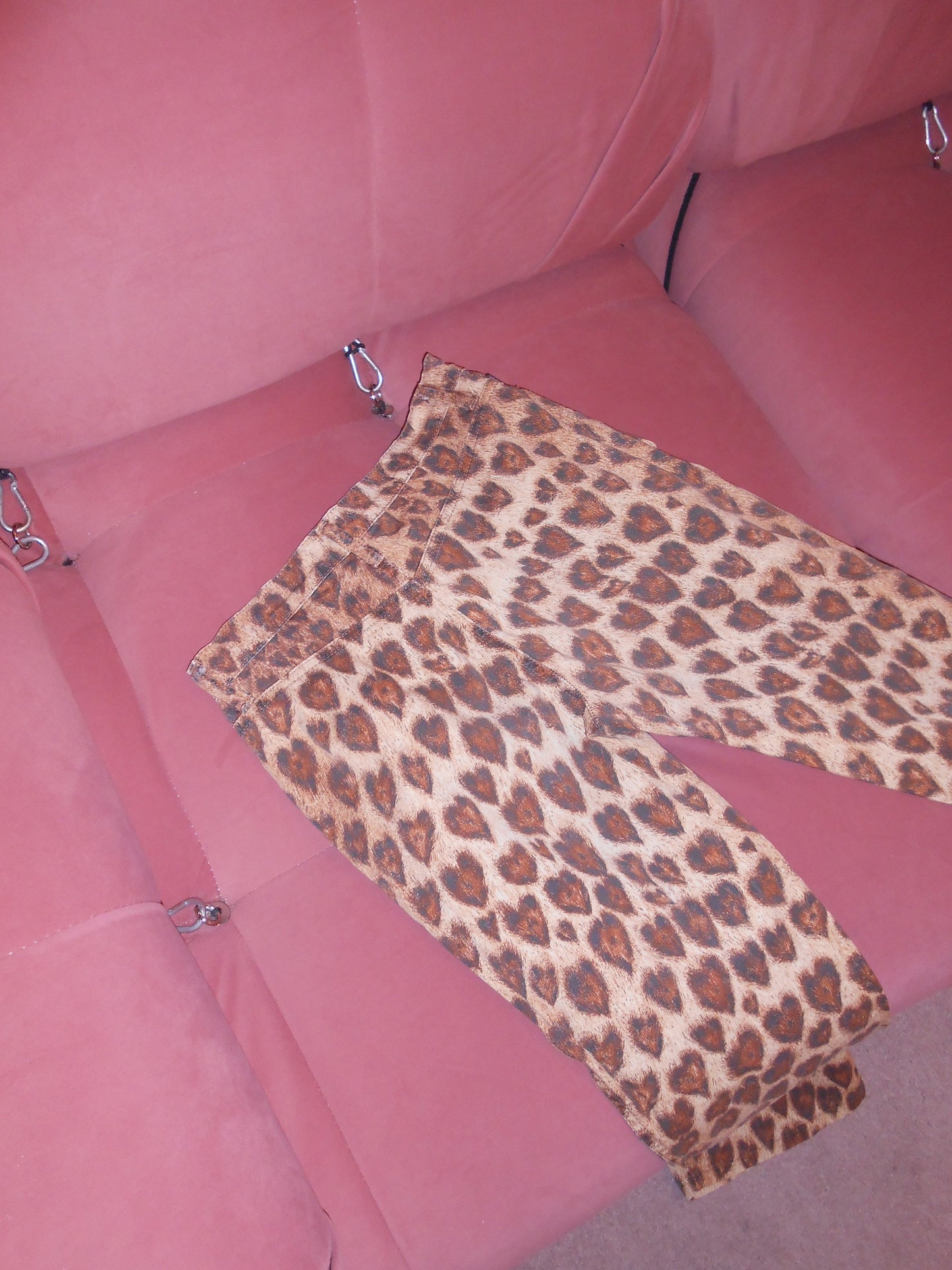 MOSCHINO JEANS EARLY 2000S HEART LEOPARD PANTS