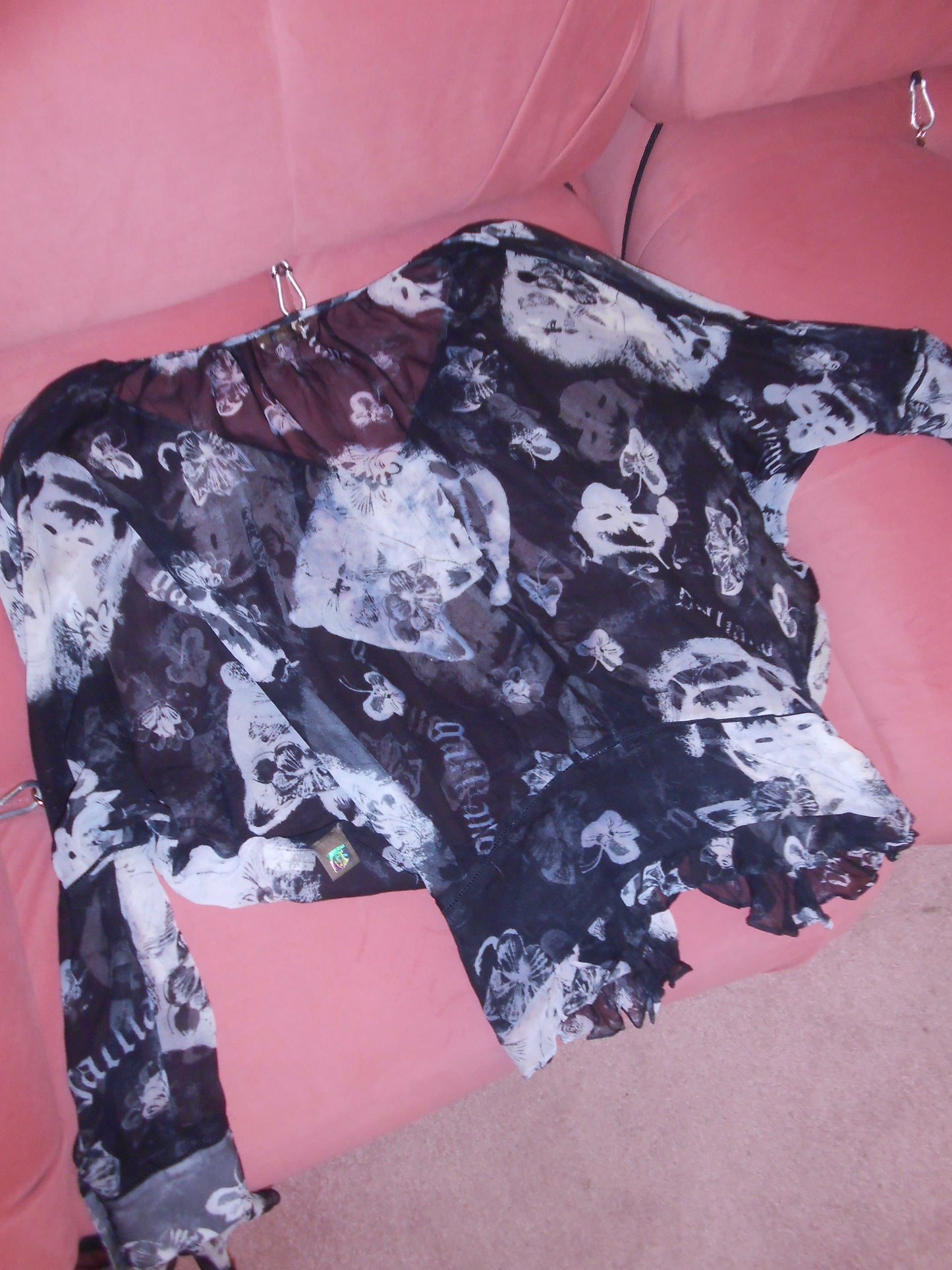 JOHN GALLIANO EARLY 2000S PRINTED GEORGETTE BLOUSE