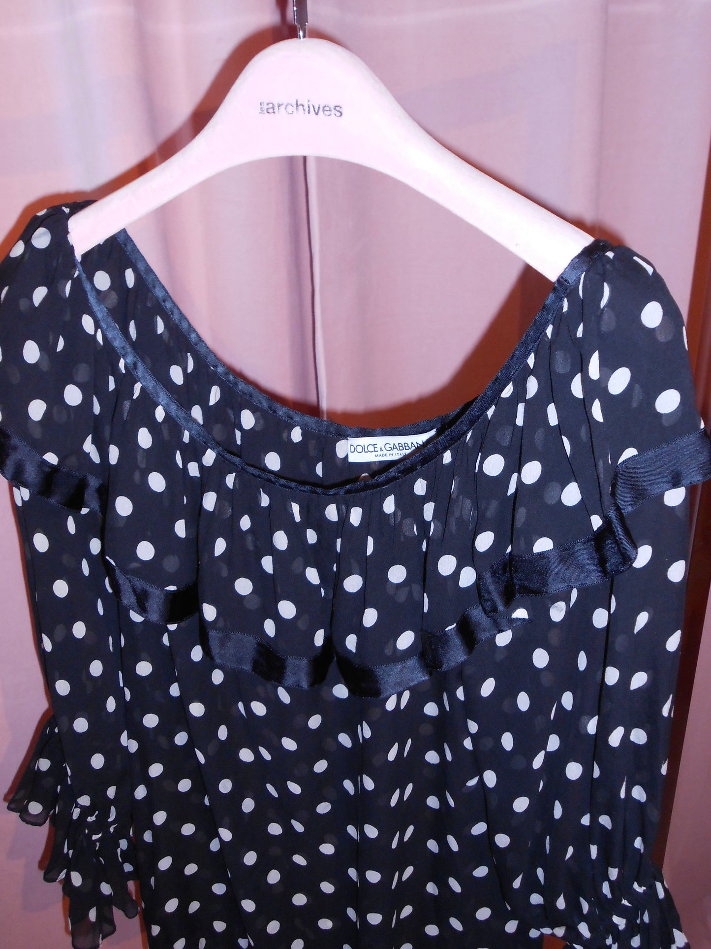 DOLCE & GABBANA EARLY 2000S SILK POLKA DOT BLOUSE