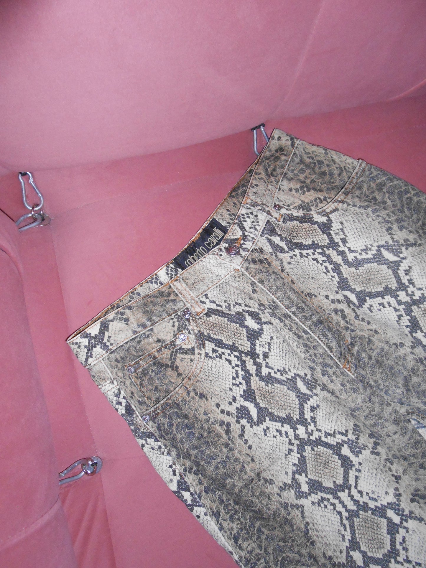 ROBERTO CAVALLI EARLY 2000S SNAKE PRINT JEANS