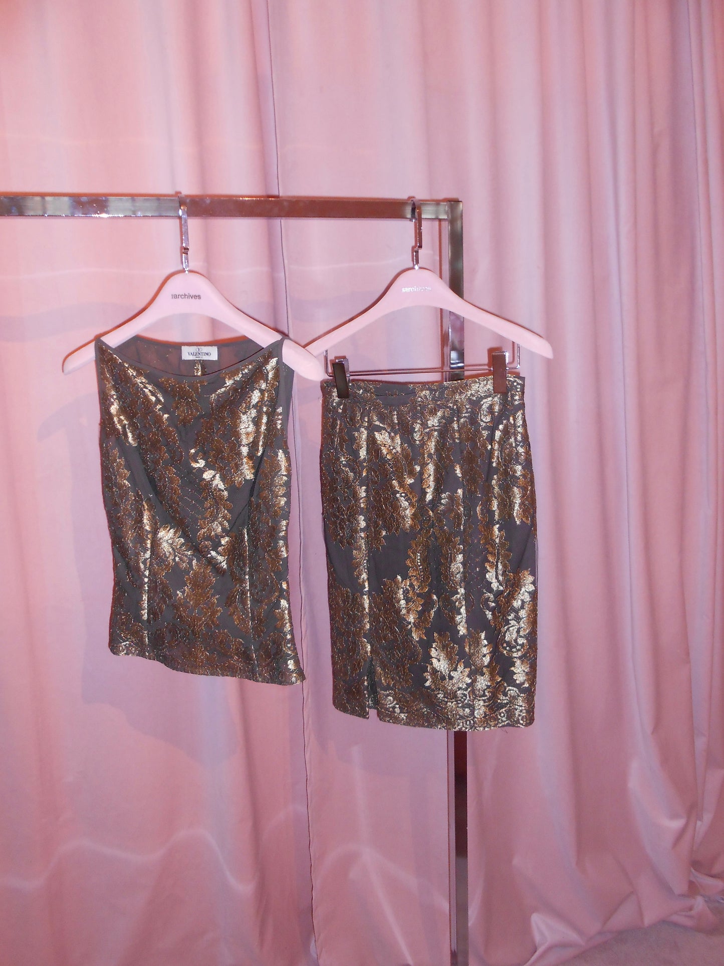 VALENTINO 1990S LACE TOP AND SKIRT SET