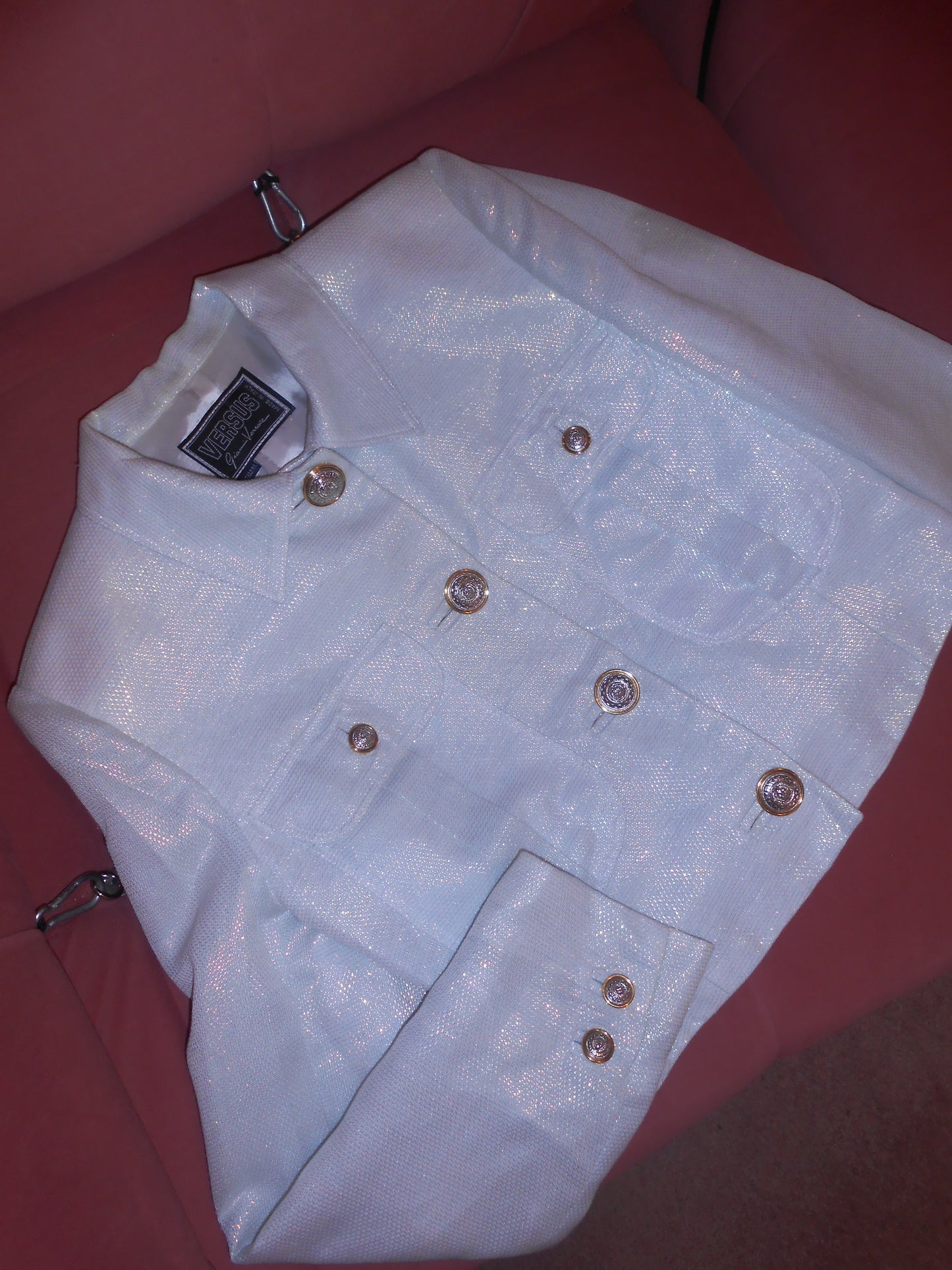 VERSUS JEANS COUTURE 1990S IRRIDESCENT CROPPED JACKET