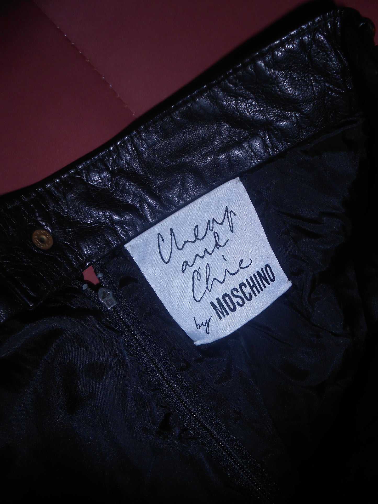 MOSCHINO CHEAP & CHIC 1990S LEATHER SKIRT WITH STUDS