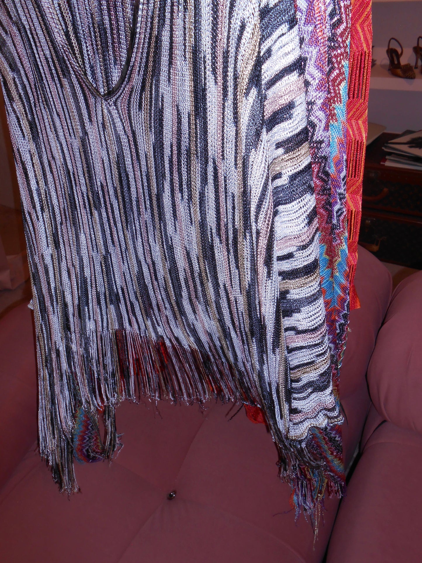 MISSONI EARLY 2000S NEUTRAL FRINGE CAPE