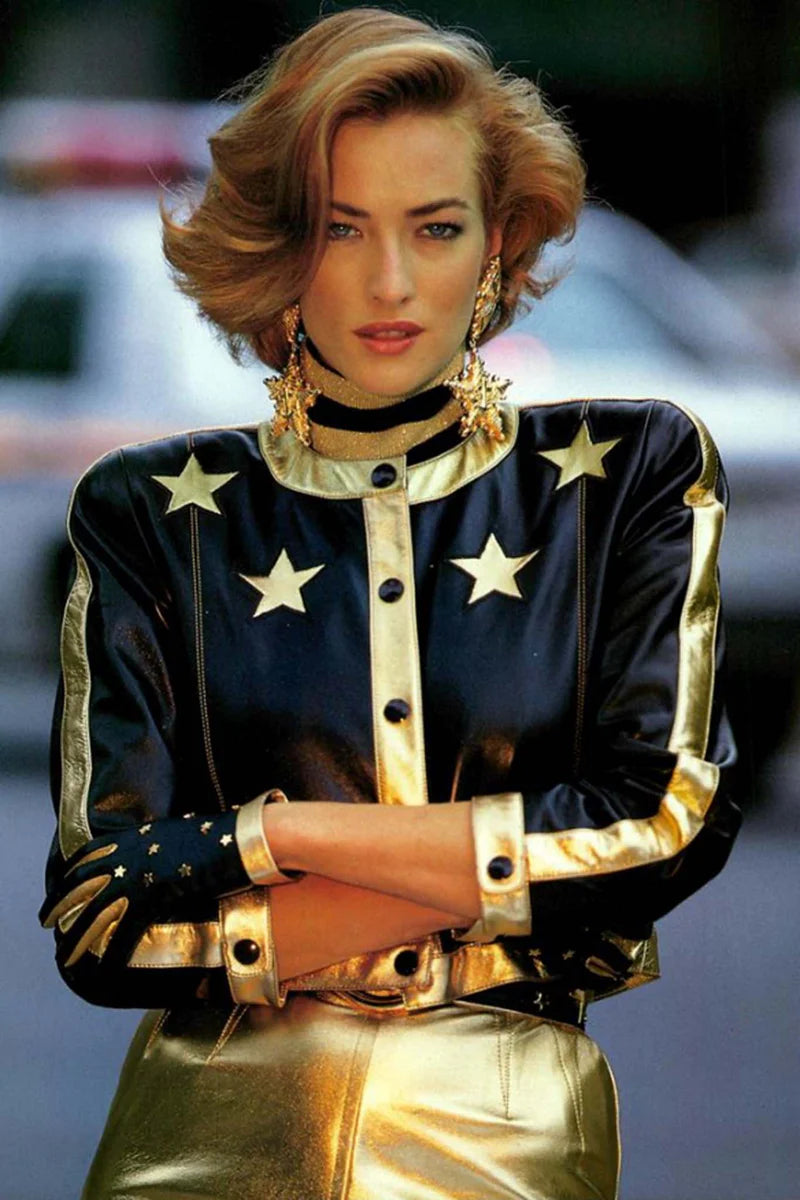 ESCADA 1980S LEATHER JACKET WITH STARS