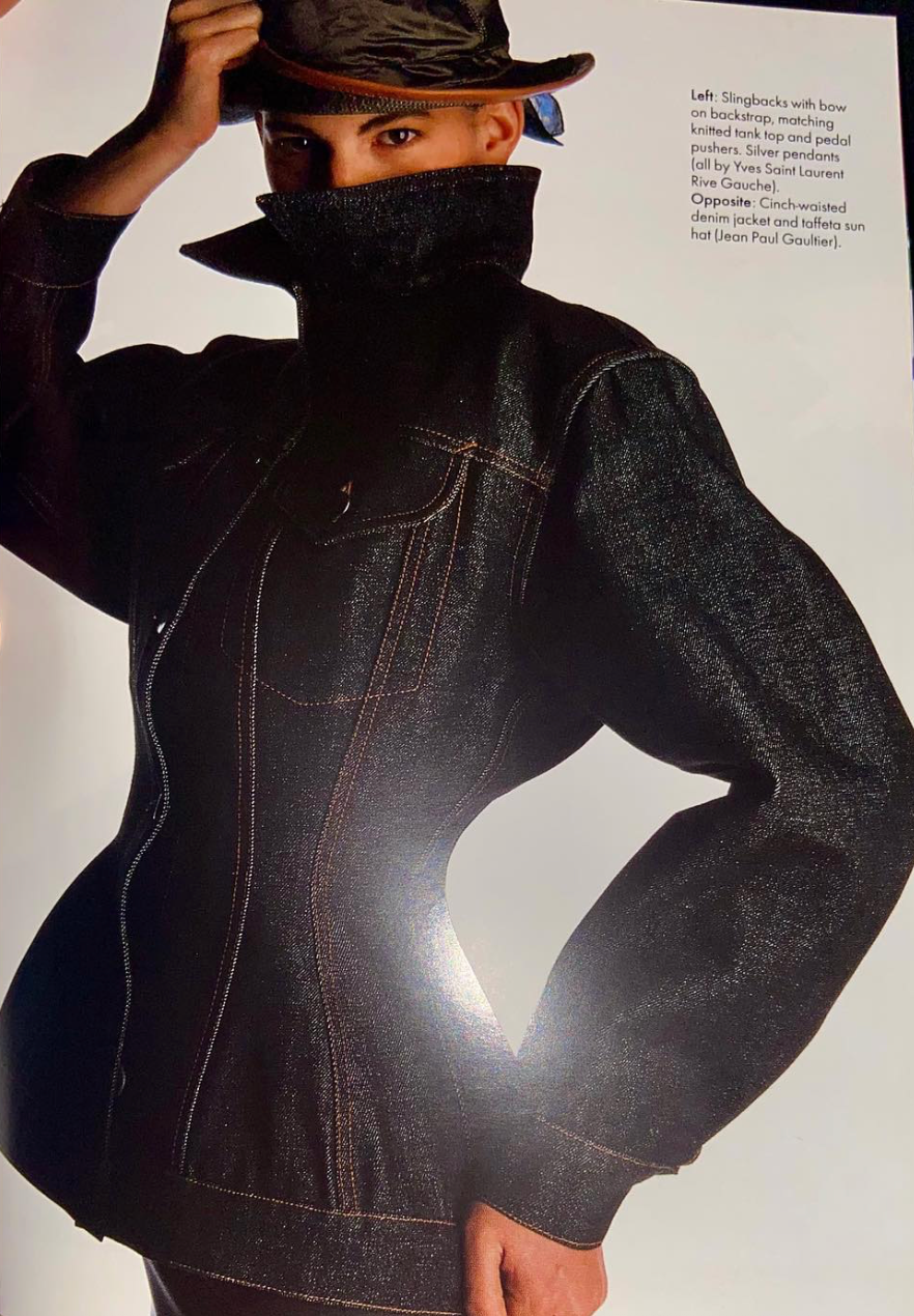 GAULTIER JUNIOR SS 1988 PRINTED DENIM HOURGLASS JACKET
