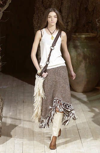 DOLCE & GABBANA FW 2002 RUNWAY WOOL SKIRT WITH FRINGE