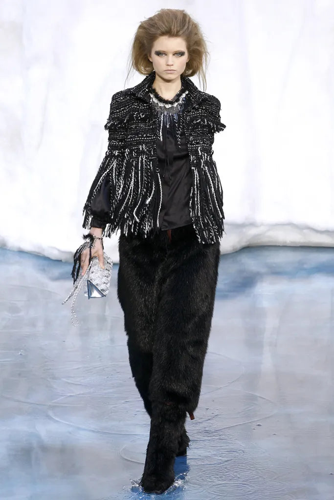 CHANEL BY KARL LAGERFELD FW 2010 TWEED WOOL FRINGE JACKET