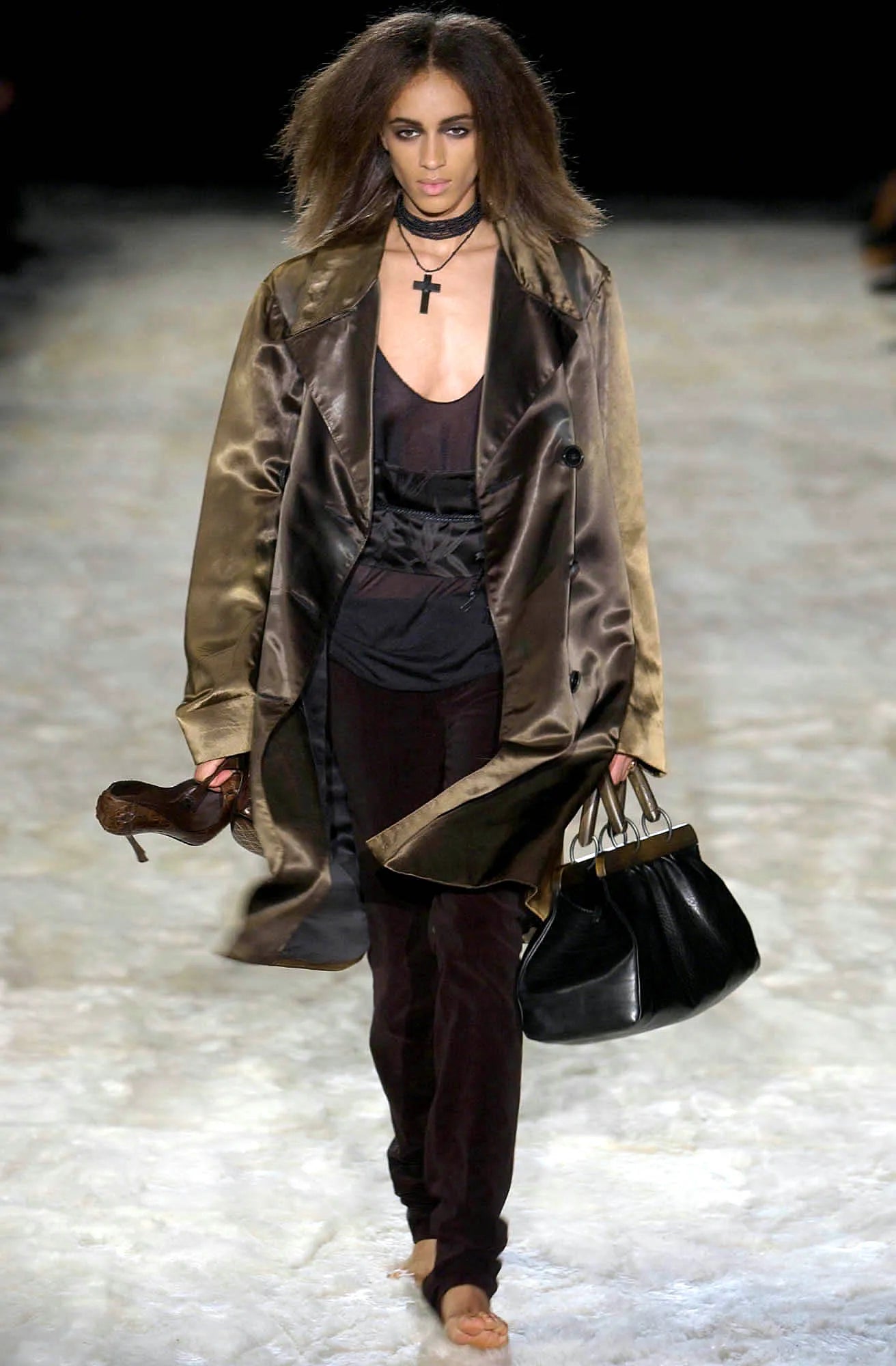 GUCCI BY TOM FORD FW 2002 BROWN VELVET TROUSERS