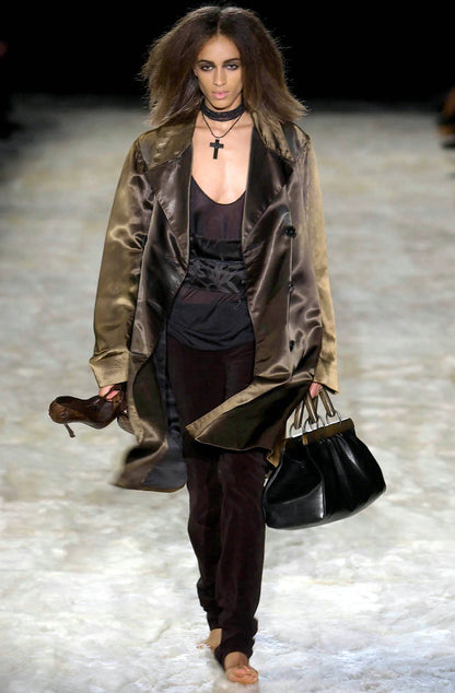 GUCCI BY TOM FORD FW 2002 BROWN VELVET TROUSERS