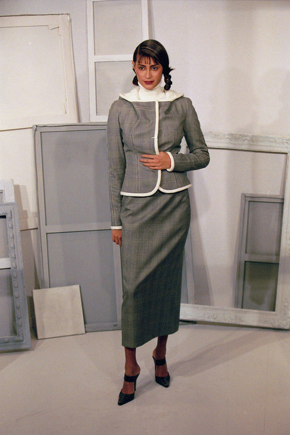 DIOR BY JOHN GALLIANO FW 1999 PRINCE OF WALES CHECK WOOL SUIT