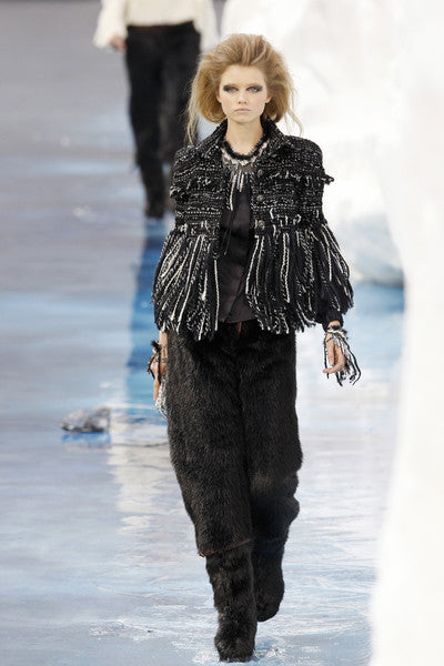 CHANEL BY KARL LAGERFELD FW 2010 TWEED WOOL FRINGE JACKET