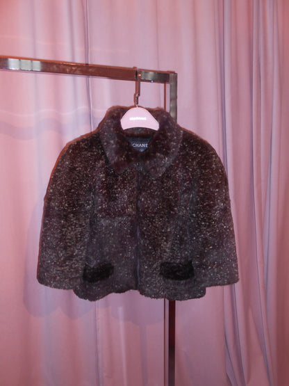 CHANEL BY KARL LAGERFELD FW 2005 RABBIT FUR CROPPED JACKET
