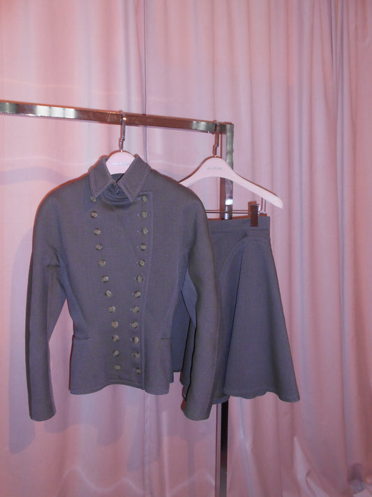 ALAIA FW 1987 ICONIC MILITARY STYLE JACKET AND SKIRT SET