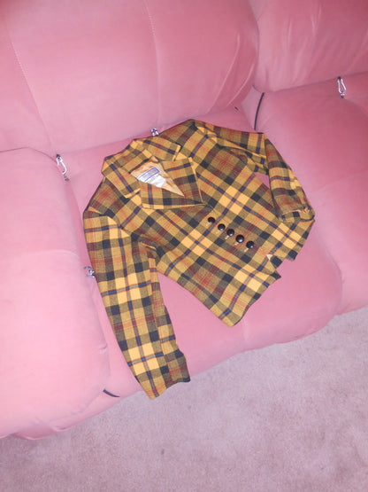 YVES SAINT LAURENT VARIATION 1980S WOOL YELLOW PLAID JACKET