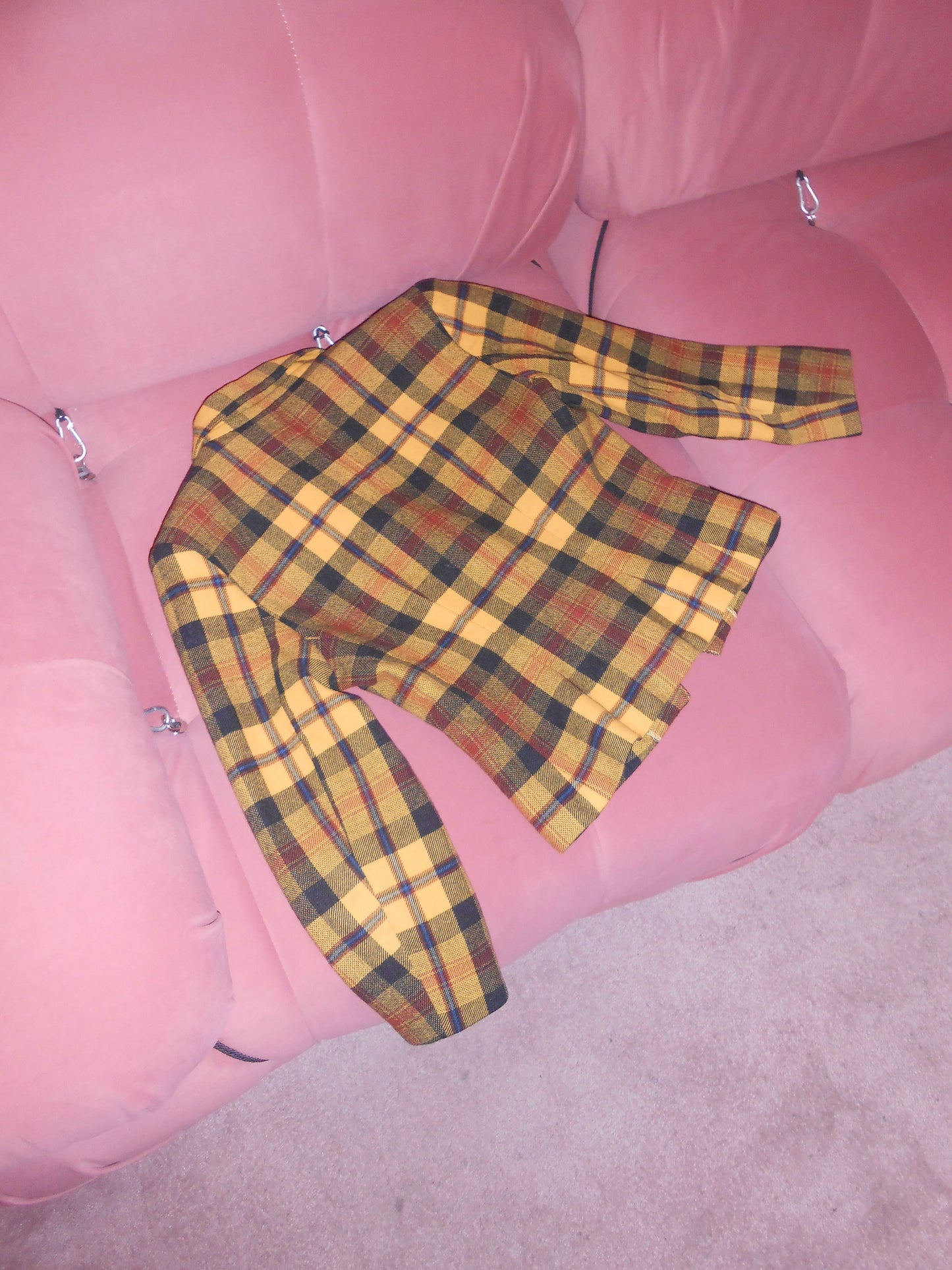 YVES SAINT LAURENT VARIATION 1980S WOOL YELLOW PLAID JACKET