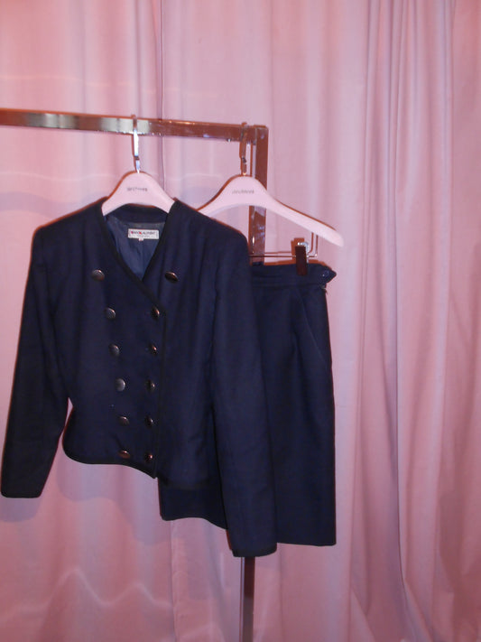 YVES SAINT LAURENT SS 1987 MILTIARY STYLE JACKET & SKIRT SET