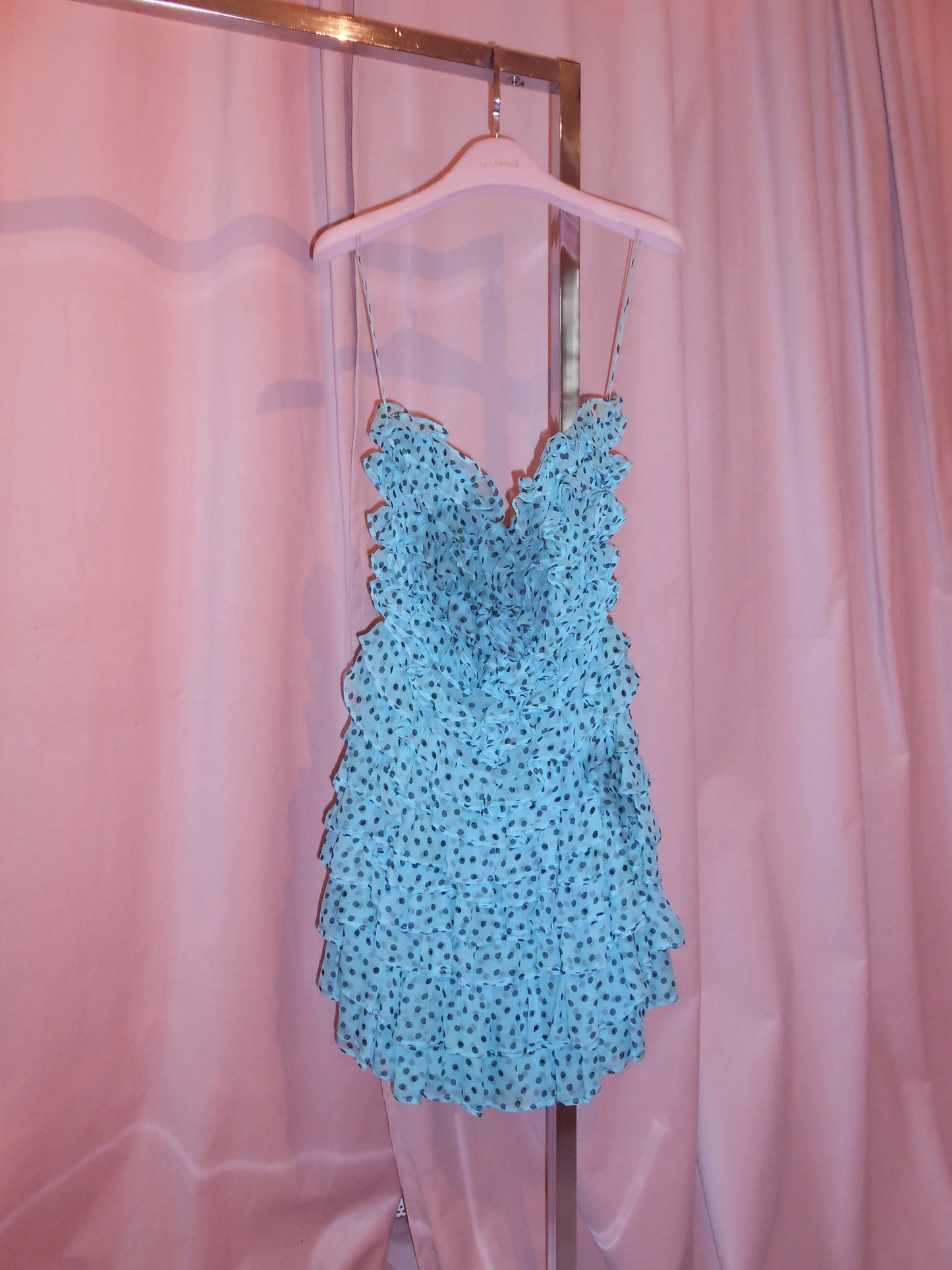 YVES SAINT LAURENT BY STEFANO PILATI SS 2005 POLKA DOT RUCHED MINI DRESS