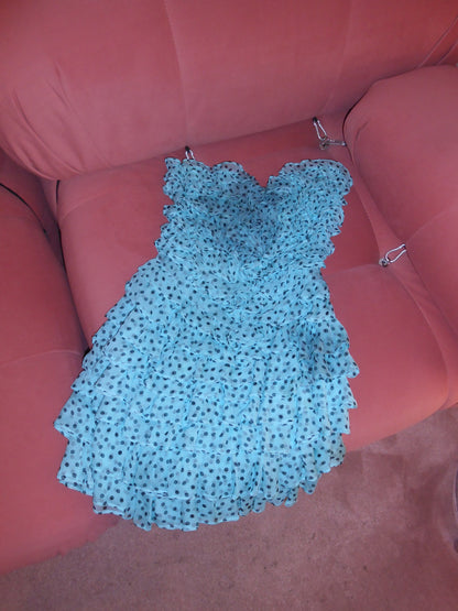 YVES SAINT LAURENT BY STEFANO PILATI SS 2005 POLKA DOT RUCHED MINI DRESS