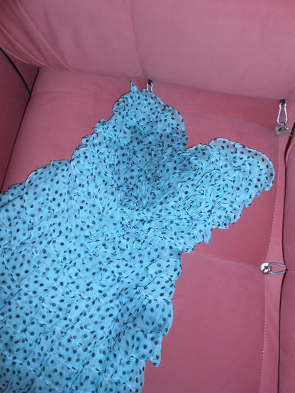 YVES SAINT LAURENT BY STEFANO PILATI SS 2005 POLKA DOT RUCHED MINI DRESS