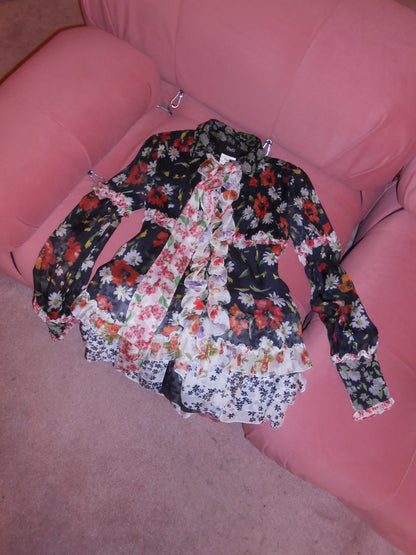 DOLCE & GABBANA SS 2008 FLORAL RUFFLE BLOUSE