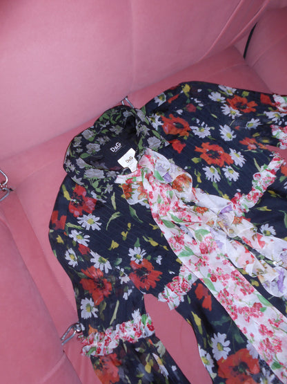 DOLCE & GABBANA SS 2008 FLORAL RUFFLE BLOUSE