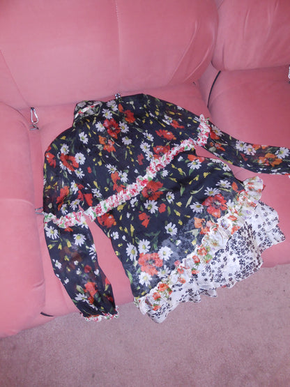 DOLCE & GABBANA SS 2008 FLORAL RUFFLE BLOUSE