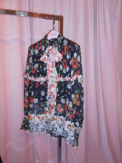 DOLCE & GABBANA SS 2008 FLORAL RUFFLE BLOUSE