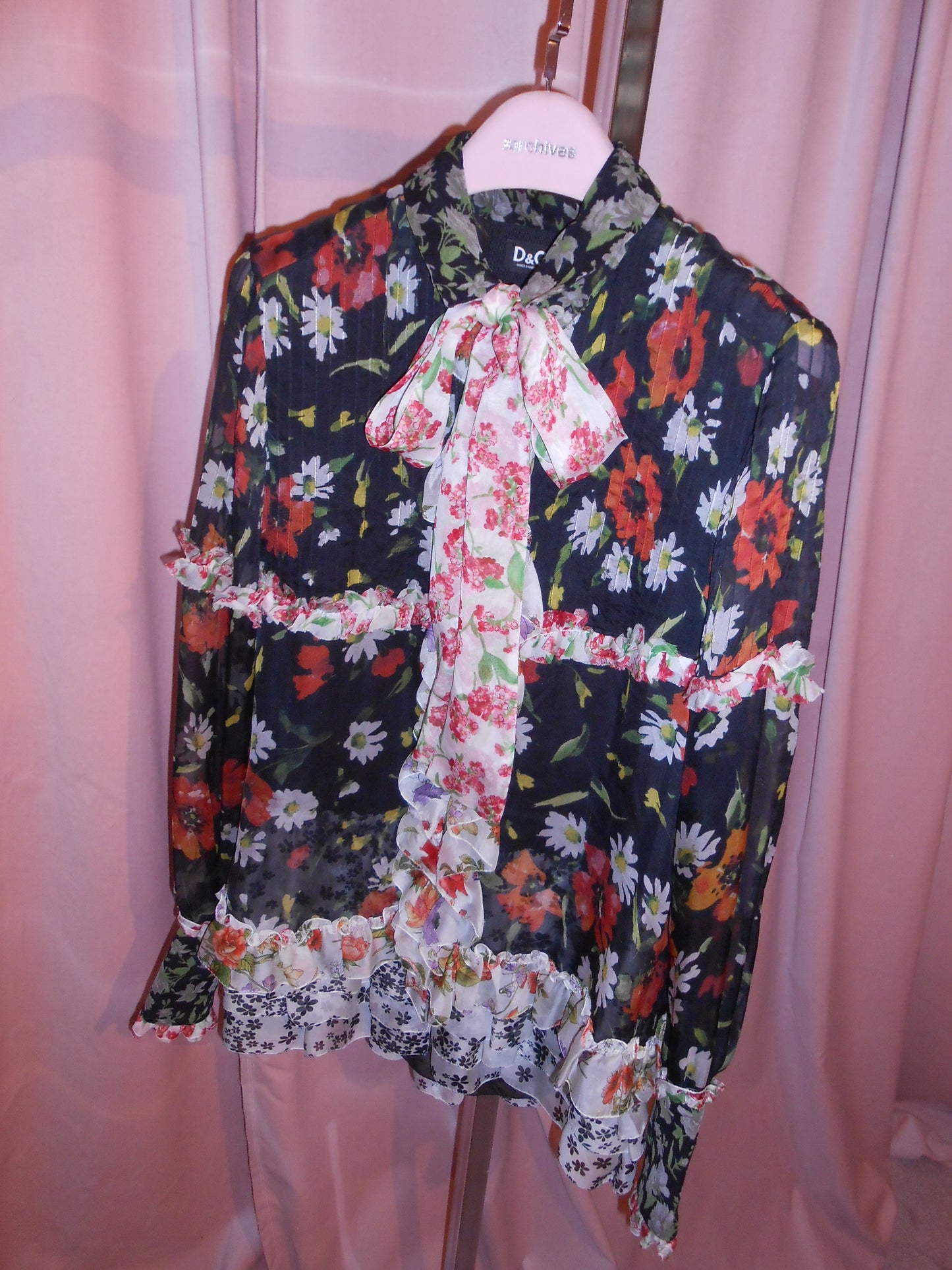 DOLCE & GABBANA SS 2008 FLORAL RUFFLE BLOUSE