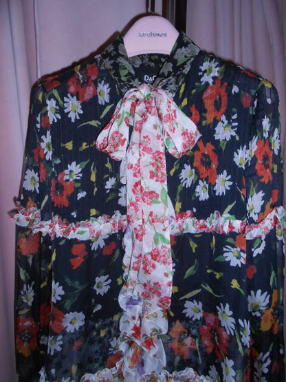 DOLCE & GABBANA SS 2008 FLORAL RUFFLE BLOUSE
