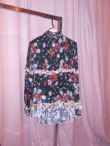 DOLCE & GABBANA SS 2008 FLORAL RUFFLE BLOUSE