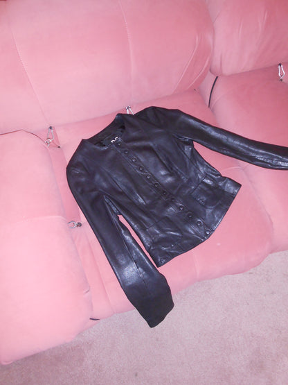 DOLCE & GABBANA EARLY 2000S SNAP BUTTON LEATHER JACKET