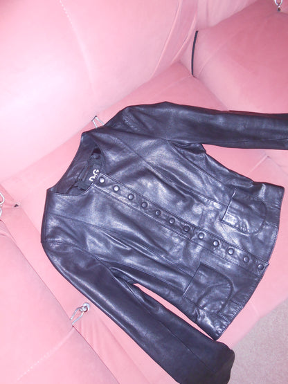 DOLCE & GABBANA EARLY 2000S SNAP BUTTON LEATHER JACKET
