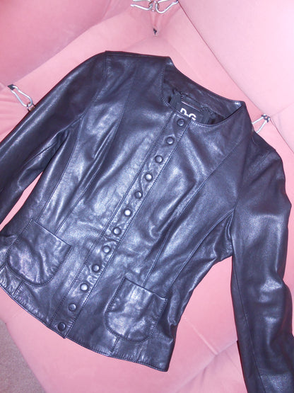 DOLCE & GABBANA EARLY 2000S SNAP BUTTON LEATHER JACKET