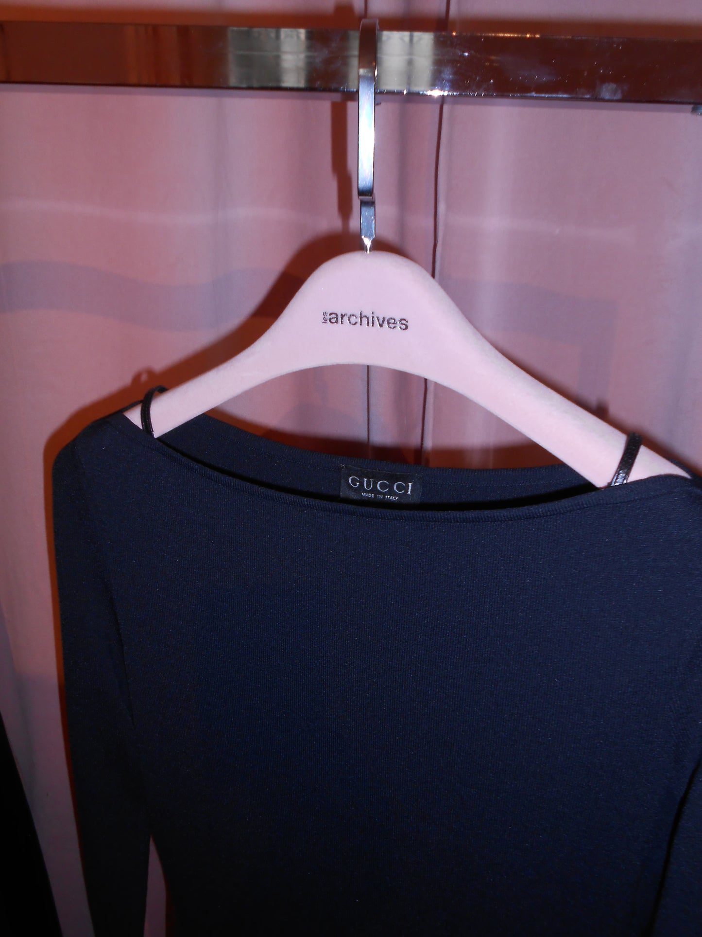 GUCCI BY TOM FORD SS 1998 RUNWAY LONG SLEEVE DRESS WITH LEATHER STRAPS