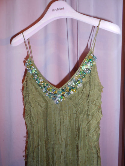 BLUMARINE EARLY 2000S SILK DRESS WITH GEMSTONES
