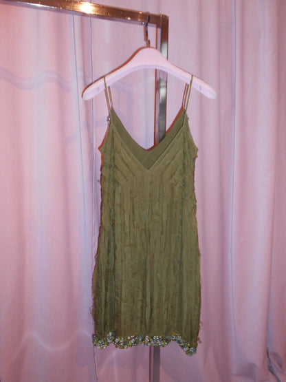 BLUMARINE EARLY 2000S SILK DRESS WITH GEMSTONES