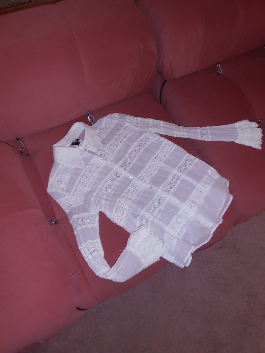 DOLCE & GABBANA EARLY 2000S COTTON & CROCHET BLOUSE