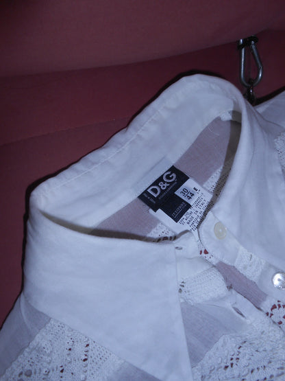 DOLCE & GABBANA EARLY 2000S COTTON & CROCHET BLOUSE