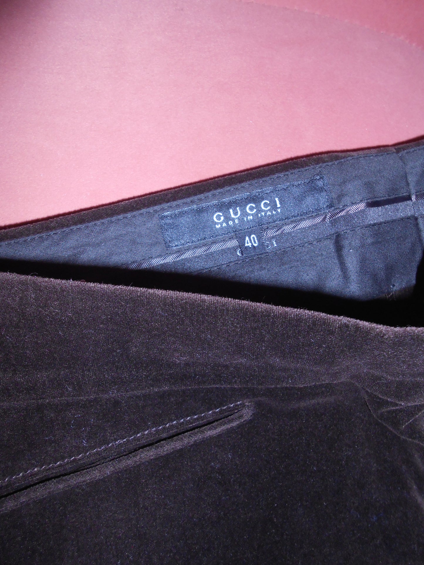 GUCCI BY TOM FORD FW 2002 BROWN VELVET TROUSERS