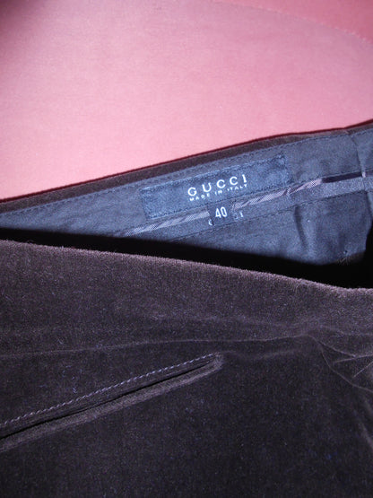 GUCCI BY TOM FORD FW 2002 BROWN VELVET TROUSERS