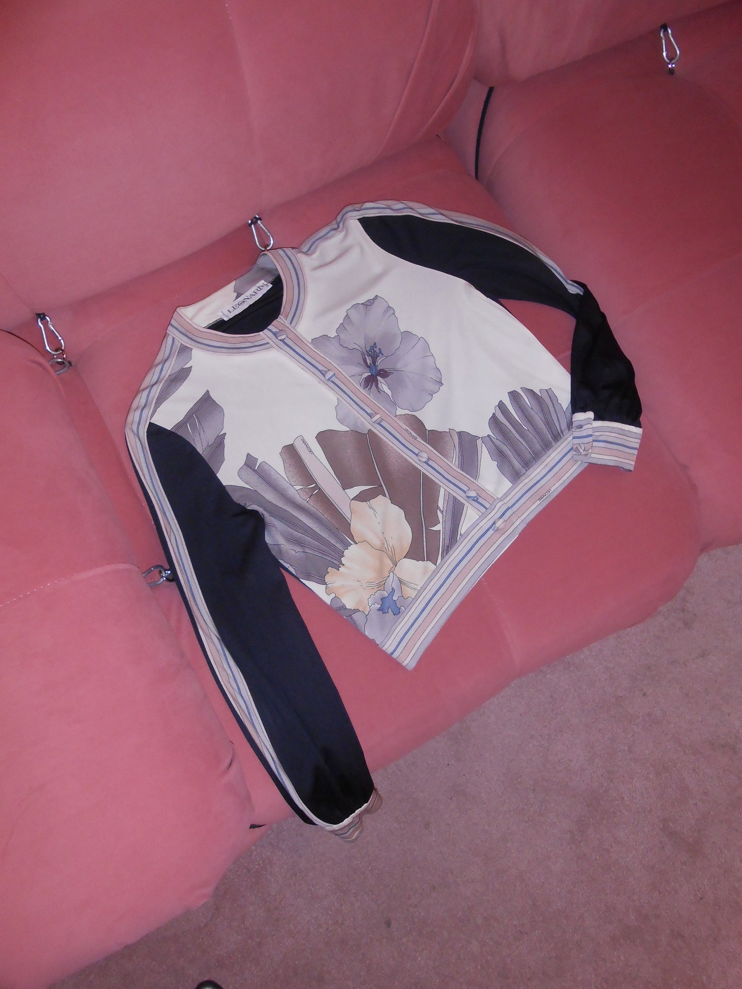 LEONARD 1960S PRINTED CARDIGAN TOP