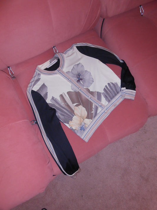 LEONARD 1960S PRINTED CARDIGAN TOP