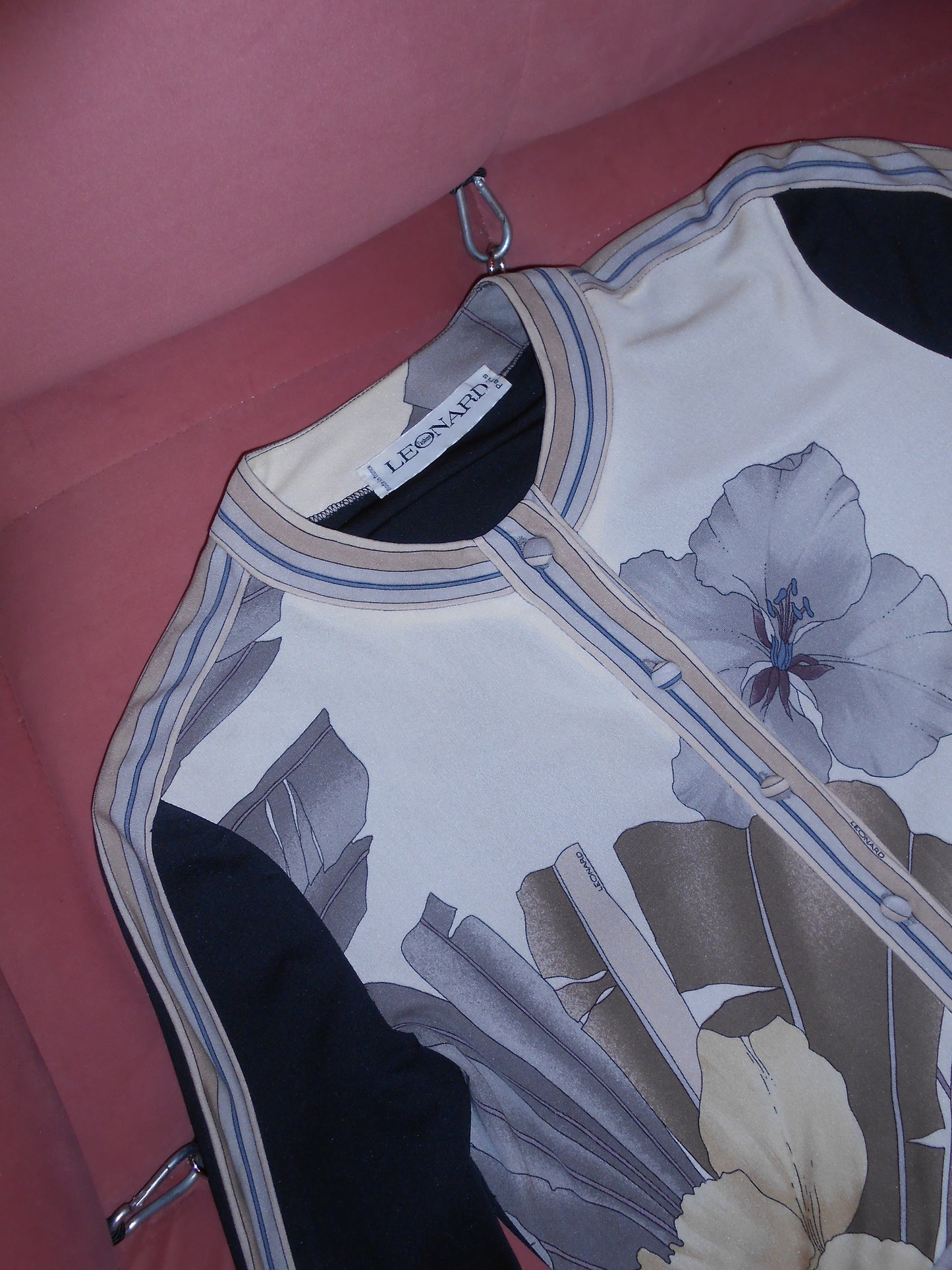 LEONARD 1960S PRINTED CARDIGAN TOP