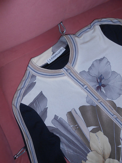 LEONARD 1960S PRINTED CARDIGAN TOP