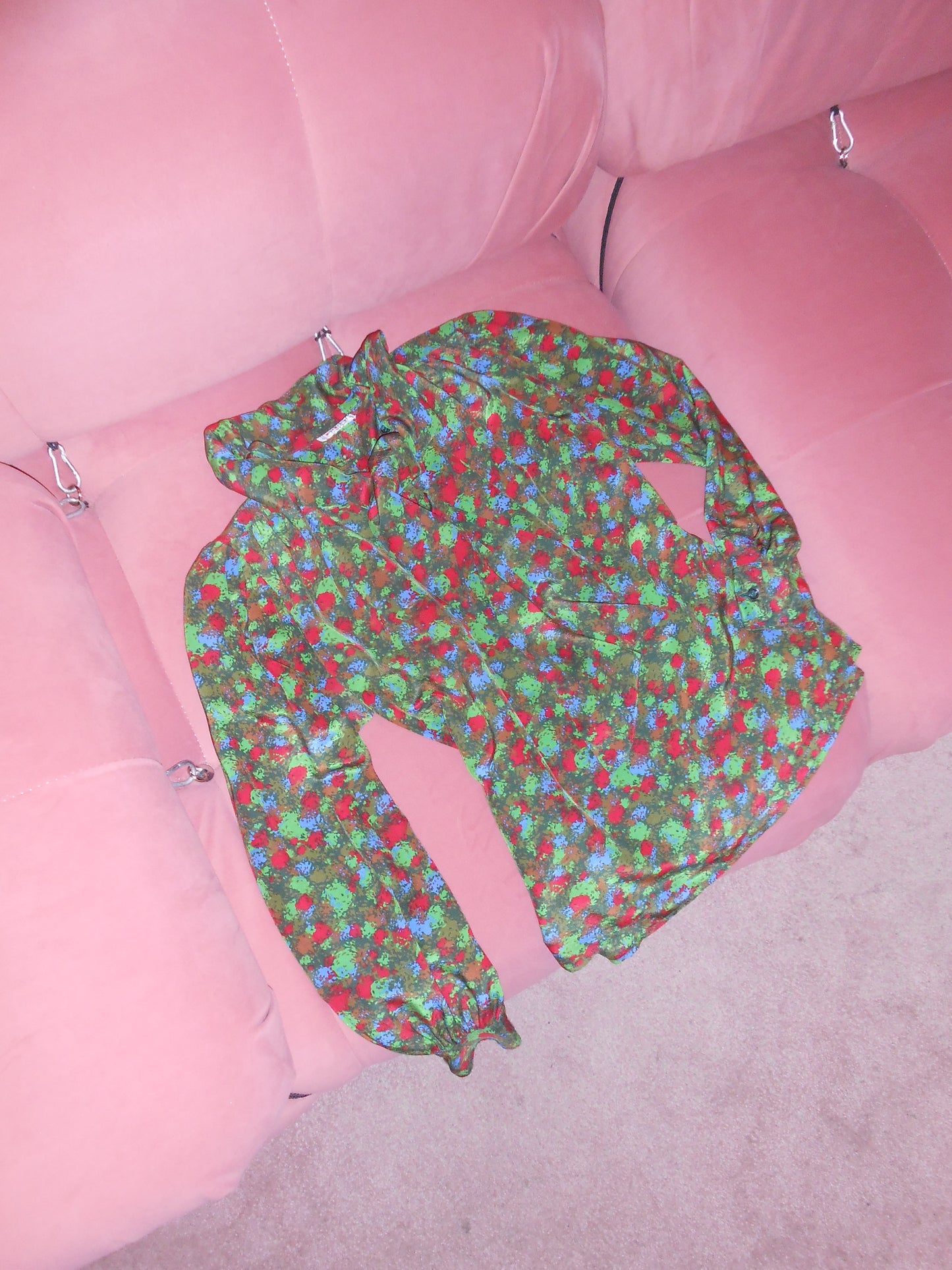 YVES SAINT LAURENT 1970S SILK PRINTED BLOUSE