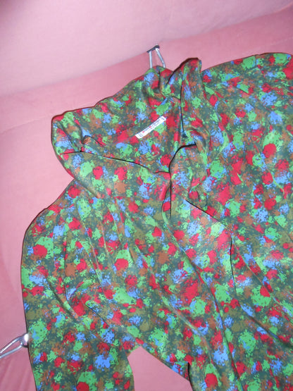 YVES SAINT LAURENT 1970S SILK PRINTED BLOUSE